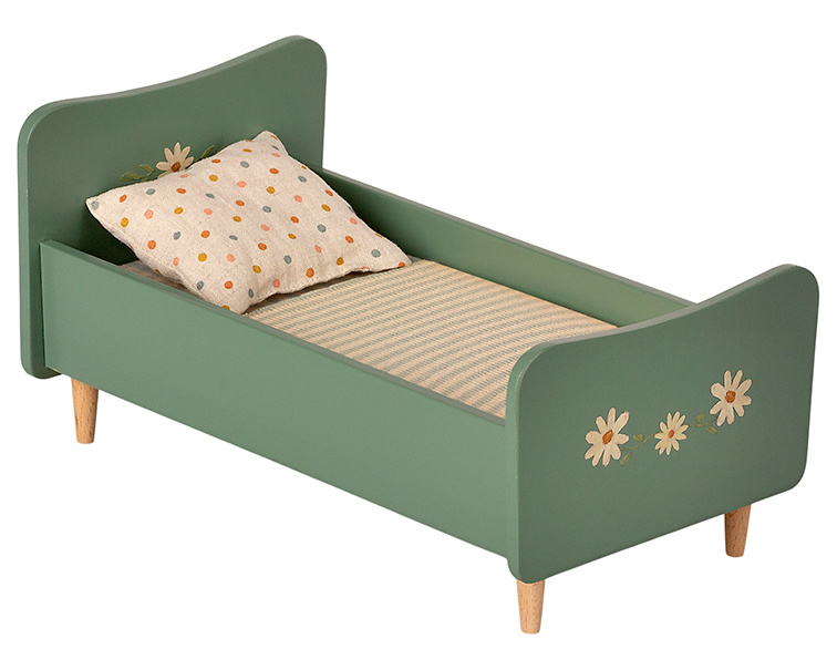 Maileg houten bed, Wooden Bed Mini - Groenblauw, 26 cm