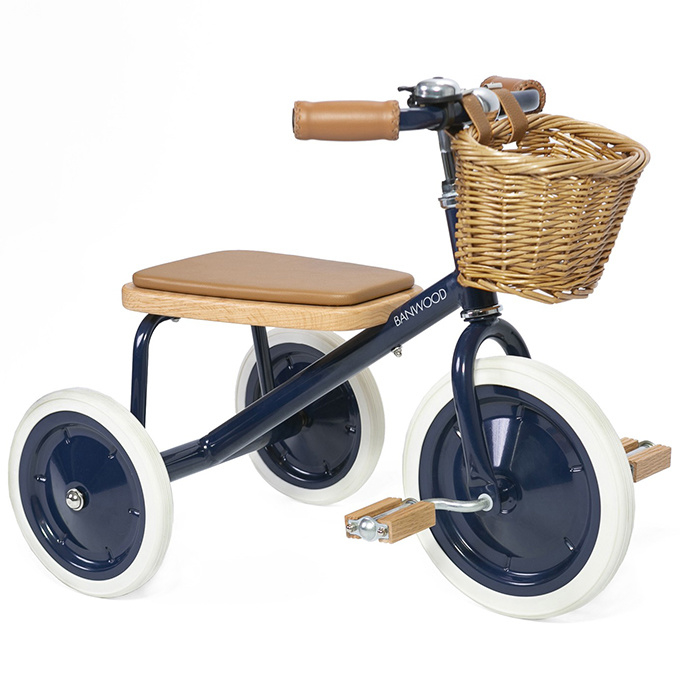 Banwood Trike Driewieler - Navy blauw - met duwstang en mandje