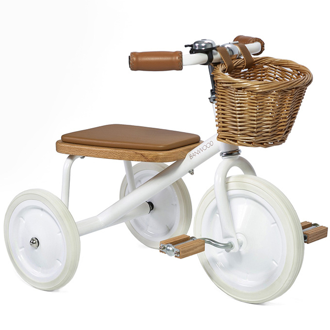 Banwood Trike Driewieler - wit - met duwstang en mandje