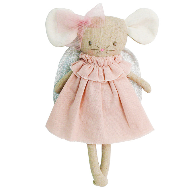 Alimrose Knuffel Muis, Angel Baby Mouse Pink Silver, 25cm