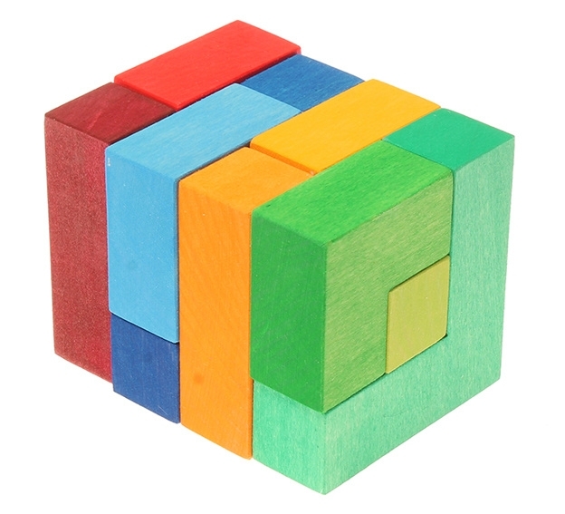 verdwijnen bodem Plak opnieuw Grimm's houten blokkenset/3d puzzel 'Vierkant' met voorbeeldenboekje  (Gratis inpakservice:: -- Maak uw keuze --) | Grimm's | Villa Hoera