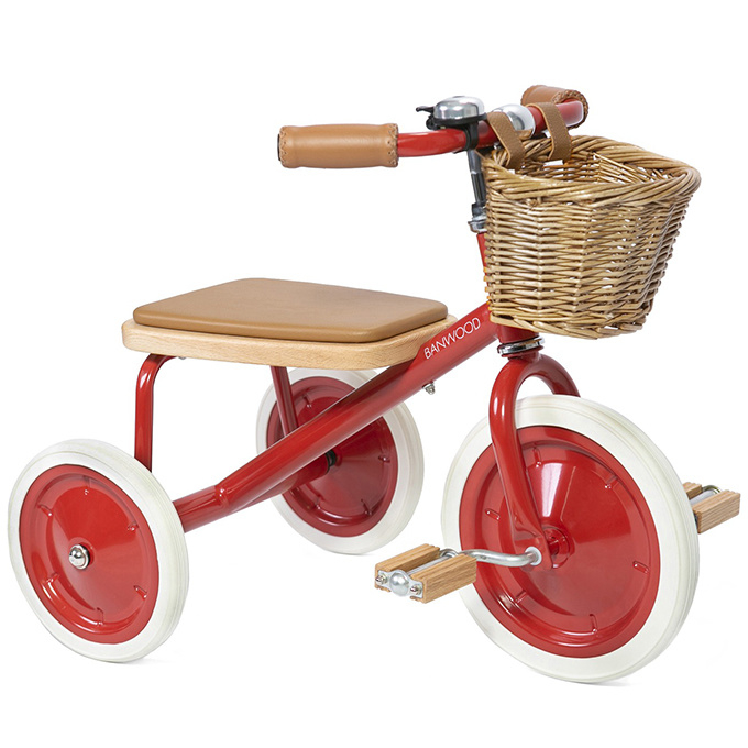 Banwood Trike Driewieler - Rood - met duwstang en mandje