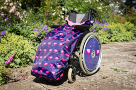 Volwassen en kinder Cosy flamingo deken voetenzak beenwarmer rolstoel scootmobiel en kinderwagen