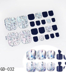 teen nagel stickers nailart geometrische zilver nail art sticker kalknagel verbergen teennagel