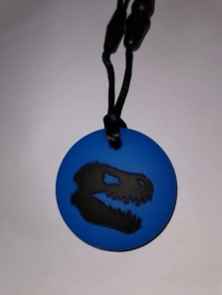 Dino rond Blauw bijtsteen kauw sieraden bijt ring bijt steen ketting voor moeder en kind kauwsieraden blauw Autisme ADHD