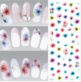 nail art fading flowers bloem Water Decals