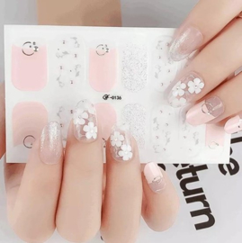 Nail art nagel stickers nagel stickers rosé zilver madeliefjes met steentje