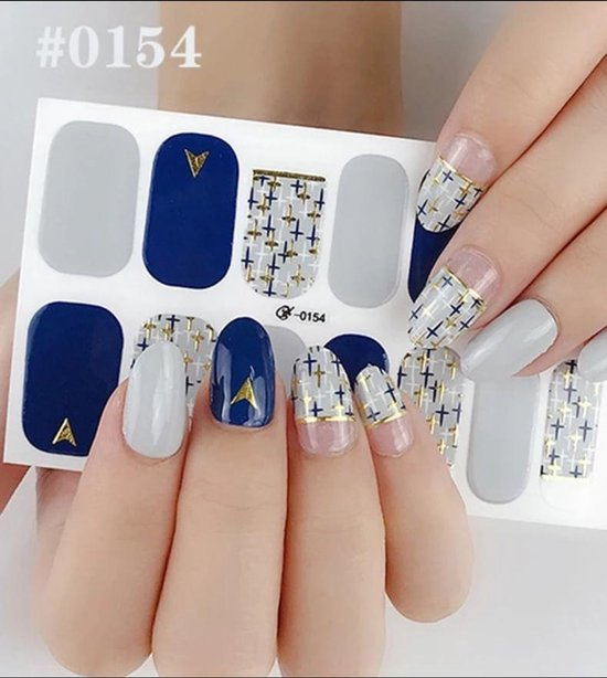 Nail art nagel stickers nagel stickers Navy Blue 0154