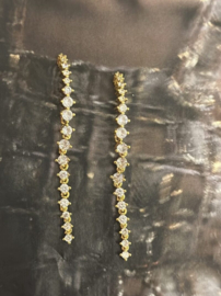 LANGE OORSTEKERS MET STRASS OP HET OOR / GOUD