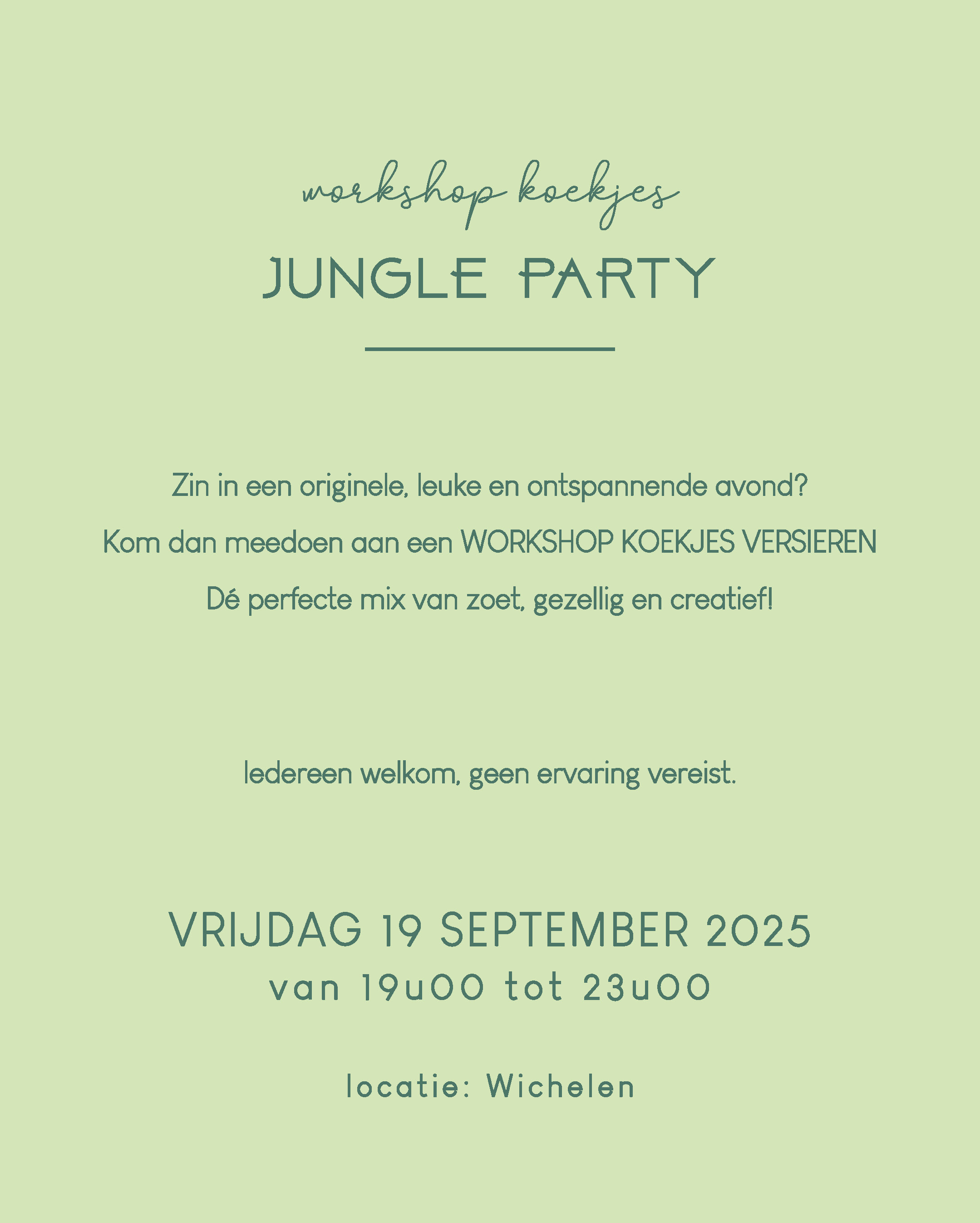 koekjes workshop . jungle party . vrijdag 19 september 2025