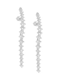 LANGE OORSTEKERS MET STRASS OP HET OOR / ZILVER