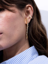 LANGE OORSTEKERS MET STRASS OP HET OOR / GOUD