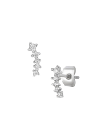 MINI OORSTEKERTJES MET 5 STEENTJES / ZILVER
