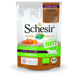 Schesir BIO Organic cat Sterilized  kip varken pompoen pouches