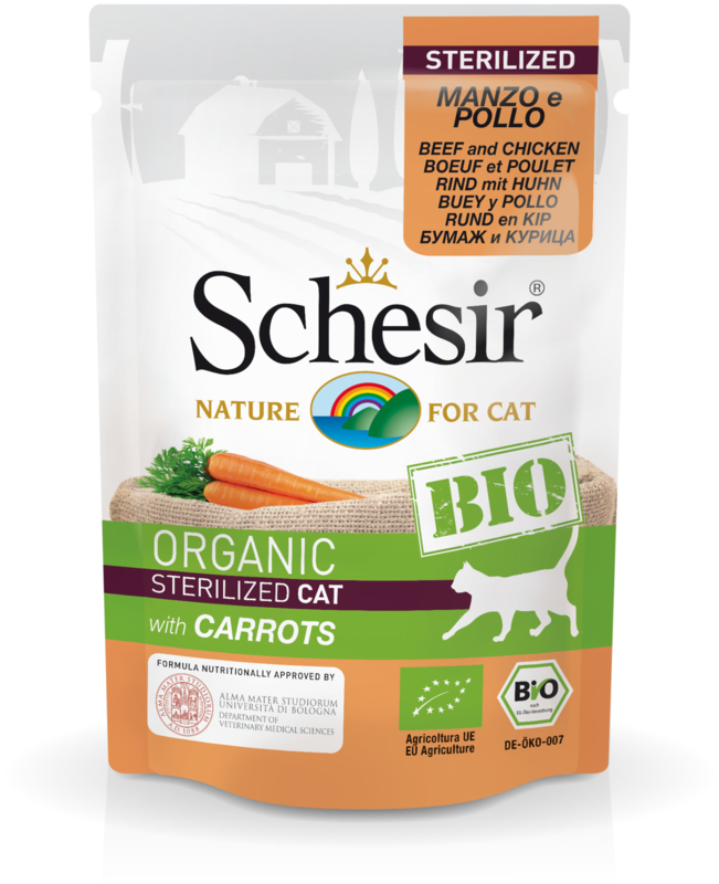 Schesir BIO Organic Sterilized Cat - rund en kip met wortel