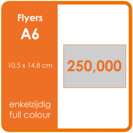 Formaat A6 (10,5 x 14,8 cm) 135gr, offset enkelzijdig full colour,  250.000 stuks.