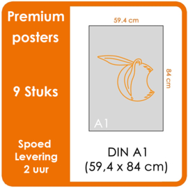 A1 Posters - Premium posters.   Print Formaat: 840mm x 594mm.  Posterpapier: photo paper mat 200 gm²  [9 STUK]