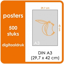 A3 Posters - prijs voor 500 stuks. Print Formaat: 420mm x 297mm.papier: DCP Wit 160 gm² (Prijs Per pack. Print in Full color)