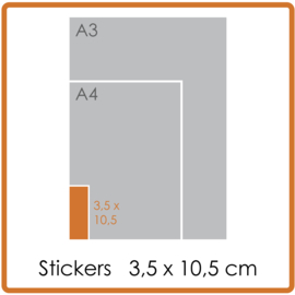 Koude- en warmtebestendige stickers, 3,5 x 10,5 cm, full colour, enkelzijdig bedrukt