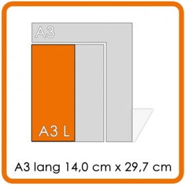 120.000 X A3 L 14x29.7cm offset enkelzijdig full colour 170gr. recyclingpapier