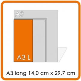 30000 X A3 L 14x29.7cm offset enkelzijdig full colour 170gr. recyclingpapier