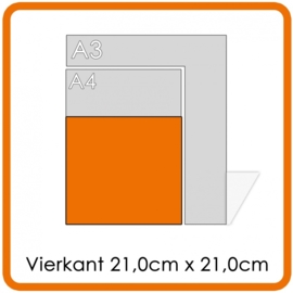 2500 X Vierkant 21x21cm offset dubbelzijdig full colour 170gr. recyclingpapier