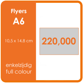 Formaat A6 (10,5 x 14,8 cm) 250gr, offset enkelzijdig full colour,  220.000 stuks.