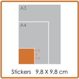 Koude- en warmtebestendige stickers, vierkant (9,8 x 9,8 cm), full colour, enkelzijdig bedrukt