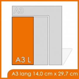 5000 X A3 Lang 14x29.7cm dubbelzijdig full colour 135gr.