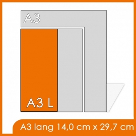 45000 X A3 Lang 14x29.7cm offset enkelzijdig full colour 135gr.