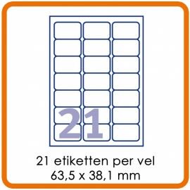 21 Etiketten per vel (63,5 x 38,1 mm)