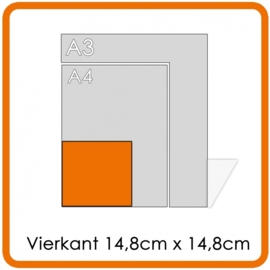 250.000X Vierkant 14.8x14.8cm offset dubbelzijdig full colour 170gr. recyclingpapier