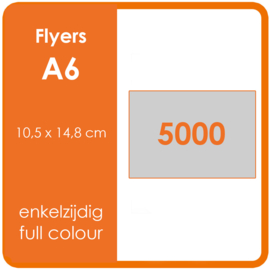 Formaat A6 (10,5 x 14,8 cm) 250gr, offset enkelzijdig full colour,  5.000 stuks.