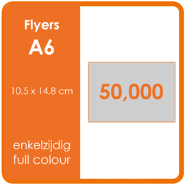 Formaat A6 (10,5 x 14,8 cm) 135gr, offset enkelzijdig full colour,  50.000 stuks.