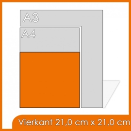 15000 X Vierkant 21x21cm enkelzijdig full colour 135gr.