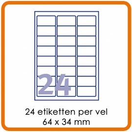 24 Etiketten per vel (63,5 x 38,1 mm)