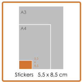 Koude- en warmtebestendige stickers, 5,5 X 8,5 cm, full colour, enkelzijdig bedrukt
