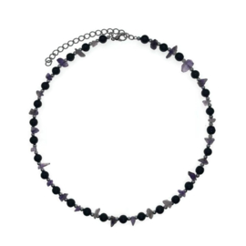 Ketting/ Collier Amethist met Onyx