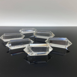 Heldere bergkristal dubbeleinder, geslepen 45-50 mm