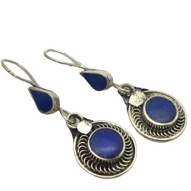 Lapis Lazuli oorhangers, zilver