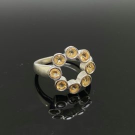 Citrien ring, 16,75 mm/53, 925 zilver