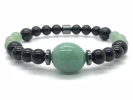 Heren armband Groene aventurijn Zwarte obsidiaan