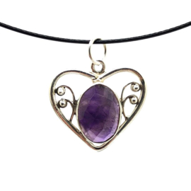 Amethyst/Amethist hanger, 925 zilver