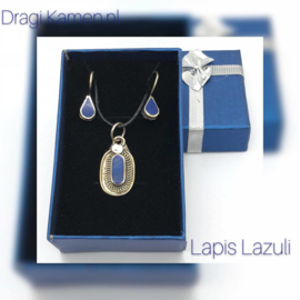 Lapis Lazuli set in zilver met geschenkdoosje.