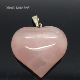 Roze kwarts/Rozenkwarts harthanger, 24 mm.