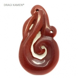 DRAGI KAMEN® - Goudsteen Maori hanger Manaia symbool.