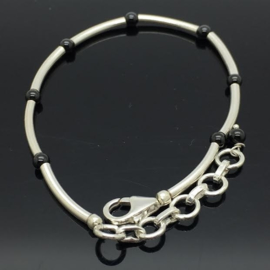 Handgemaakte 925/000 zilveren armband met zwarte Onyx