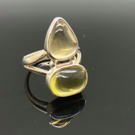 Citrien met Lemonquartz ring, 17 mm/53, 925 zilver