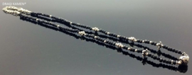 925/000 zilveren collier met facet geslepen zwarte Spinel