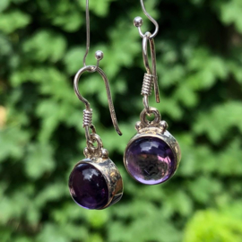 925/000 Zilveren oorbellen met geslepen amethist/amethyst